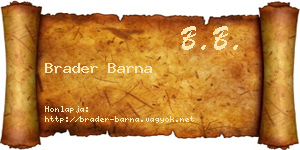 Brader Barna névjegykártya